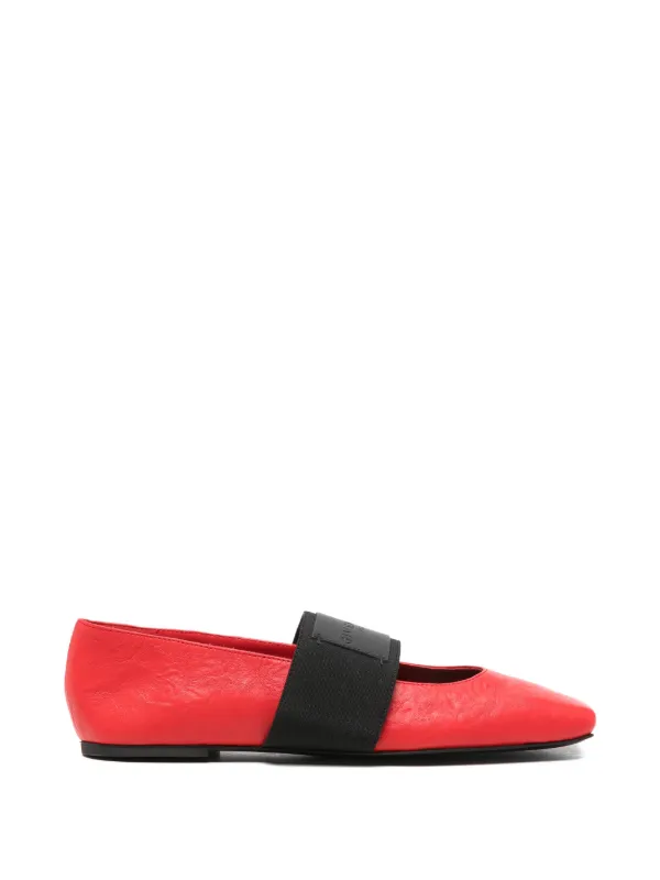 Givenchy Sliced Square Ballet Flats in Textured-effect Leather