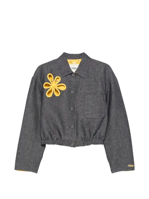 FENDI cropped jakke med blomsterapplikation