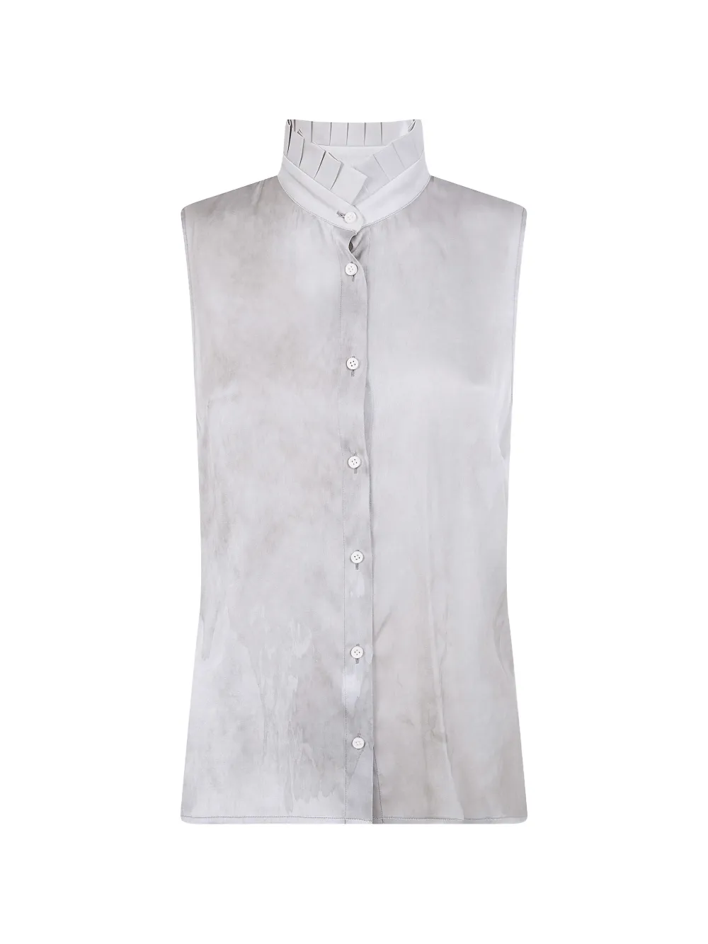 Uma Wang pleated-neck sleeveless blouse - Grigio
