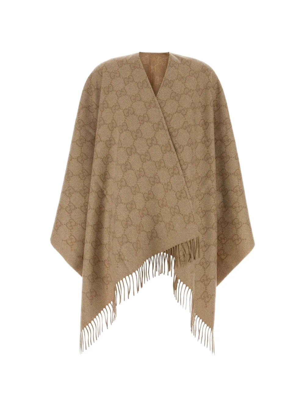 Gucci logo fringed poncho - Nude