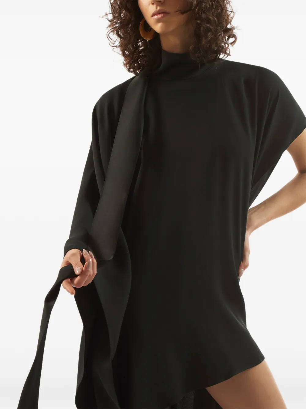 Taller Marmo California mini-jurk met hoge hals Zwart