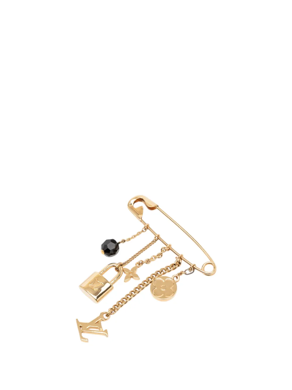 Louis Vuitton Pre-Owned 2000-2010 Gold Plated Monogram Charms Safety Pin Brooch costume brooch - Oro