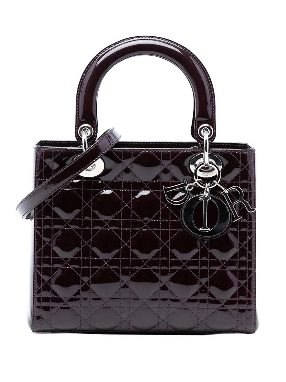 Christian Dior Pre-Owned 2009 Medium Patent Cannage Lady Dior satchel - Violett