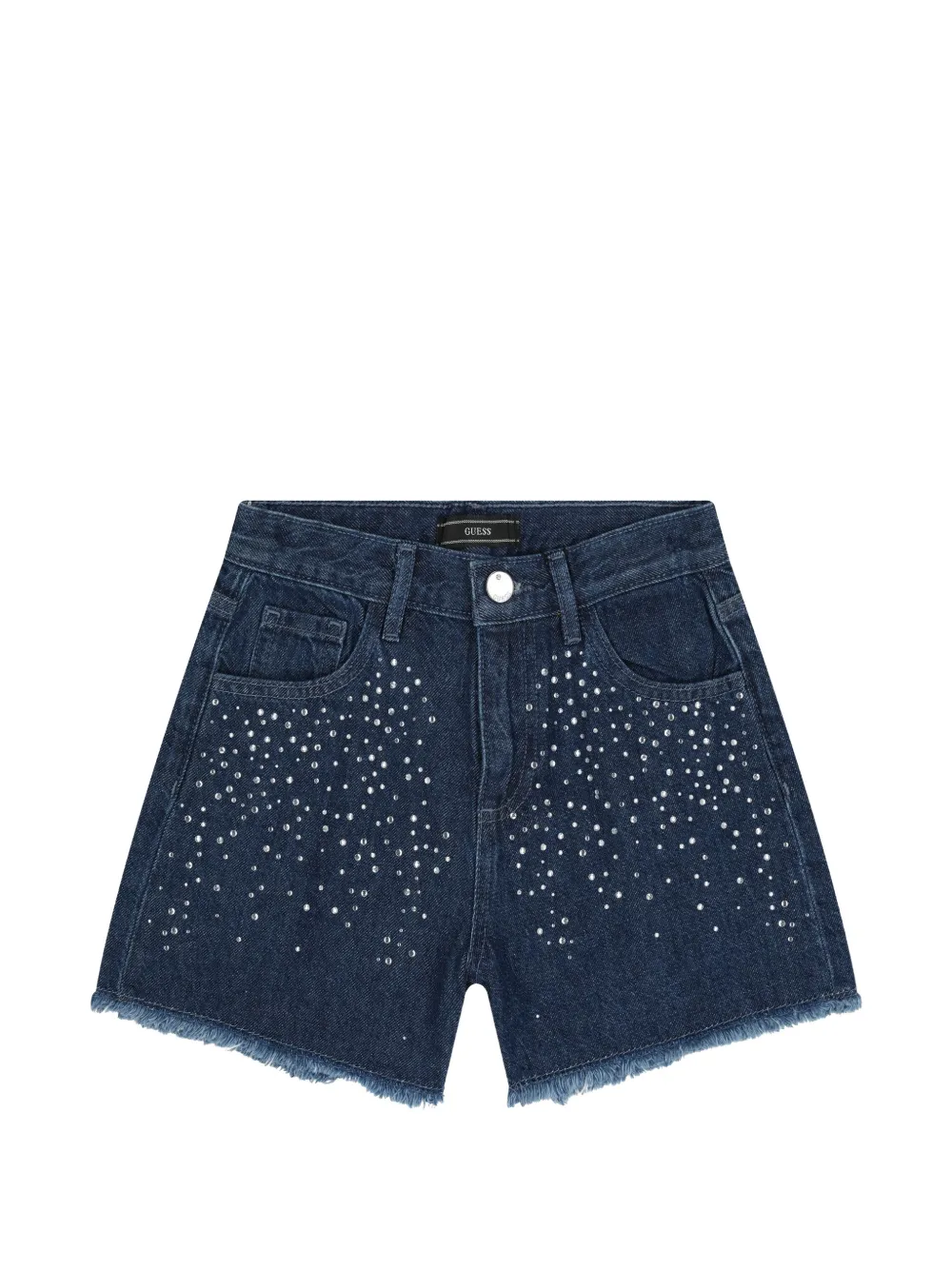 GUESS USA Shorts denim con frange - Blu
