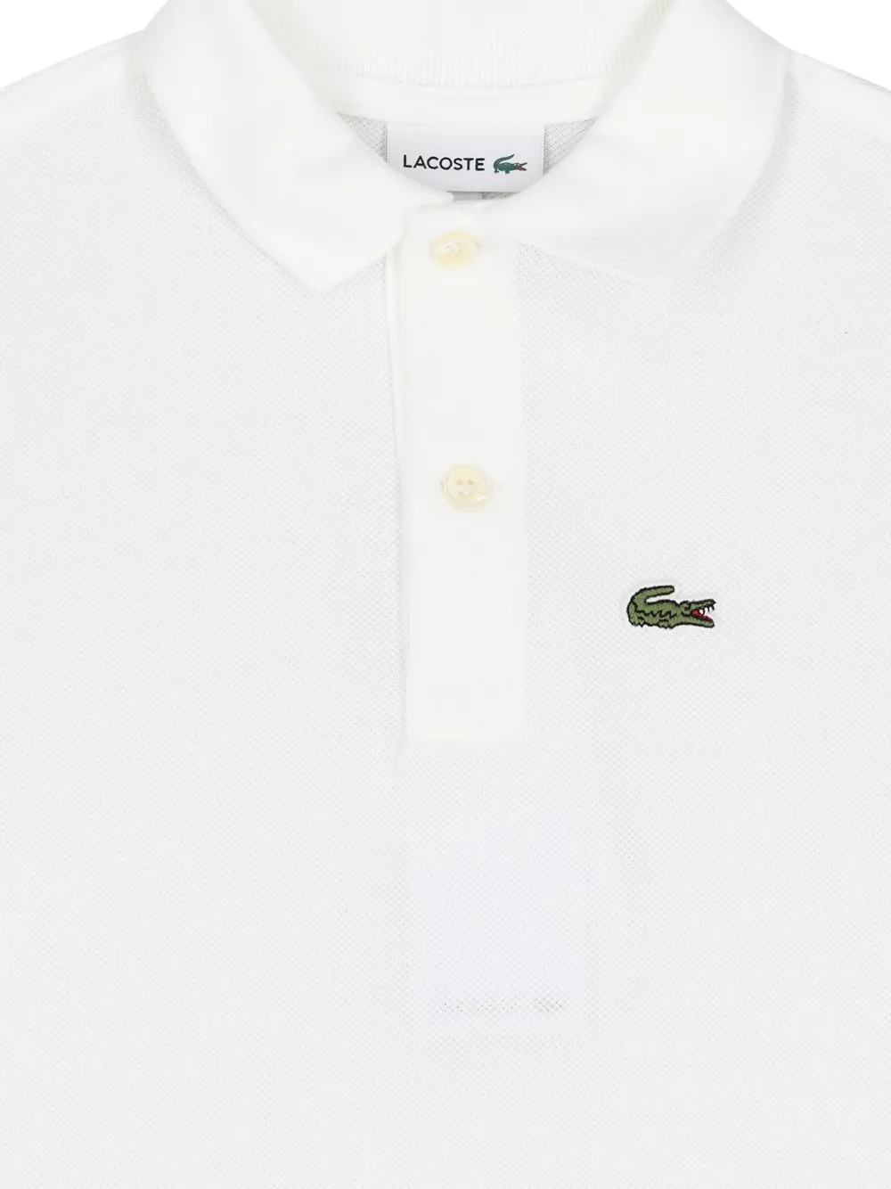 Lacoste Poloshirt met krokodillen-reliëf en knoop Wit