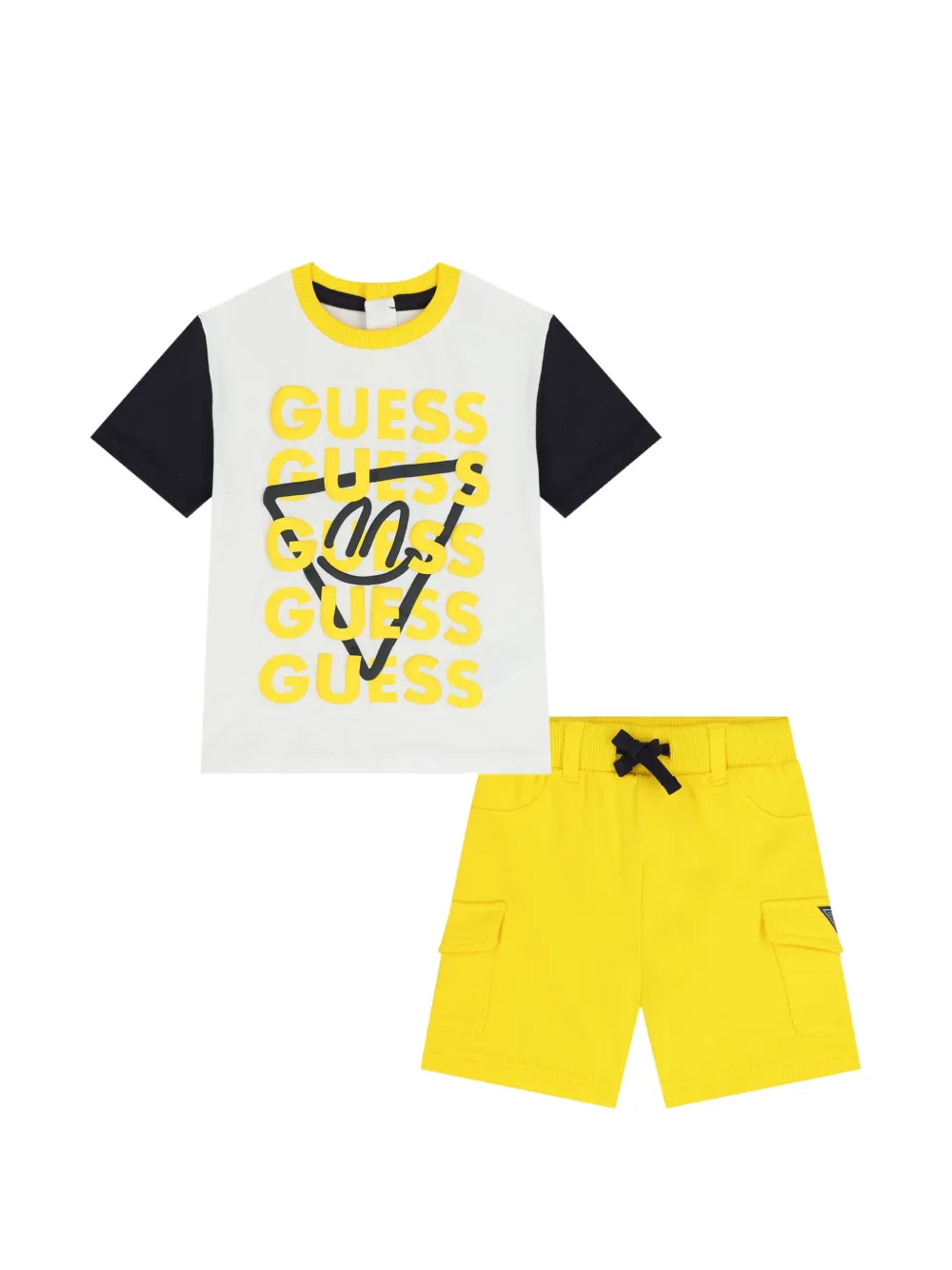 GUESS USA short sleeve t-shirt shorts set - Yellow