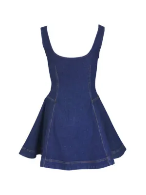 Self-Portrait bow-detail Denim Mini Dress | Blue | FARFETCH