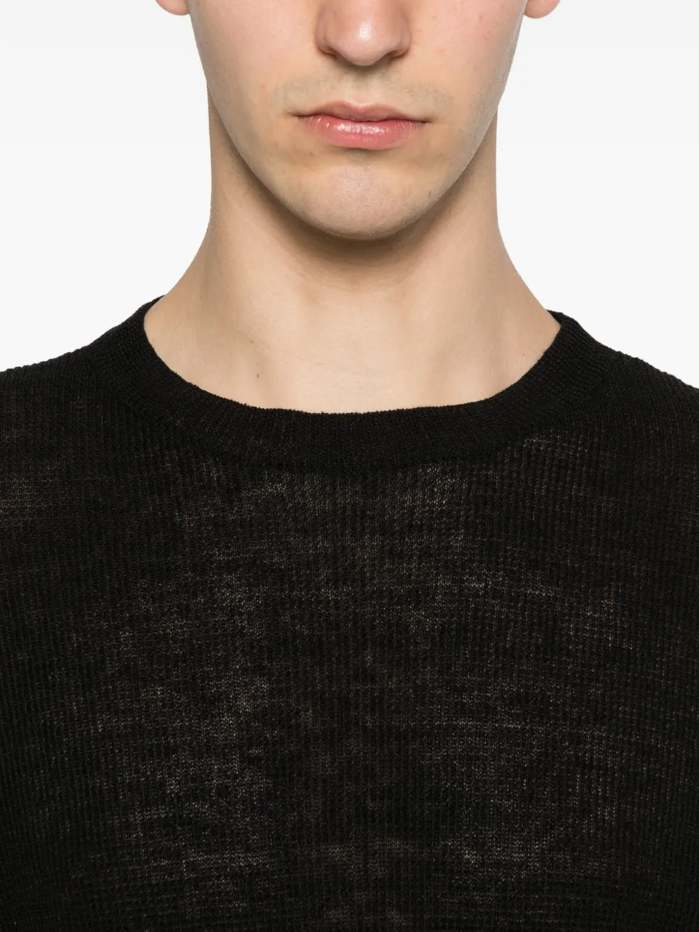 Barena Ribgebreid T-shirt met V-hals Zwart