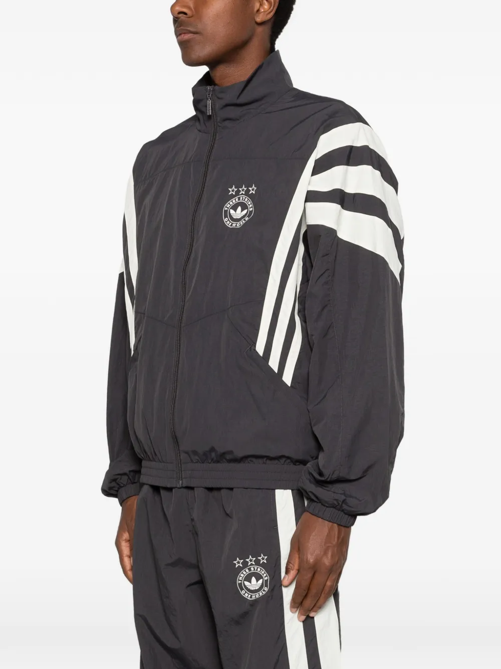 adidas Jack met logoprint en streep detail Zwart