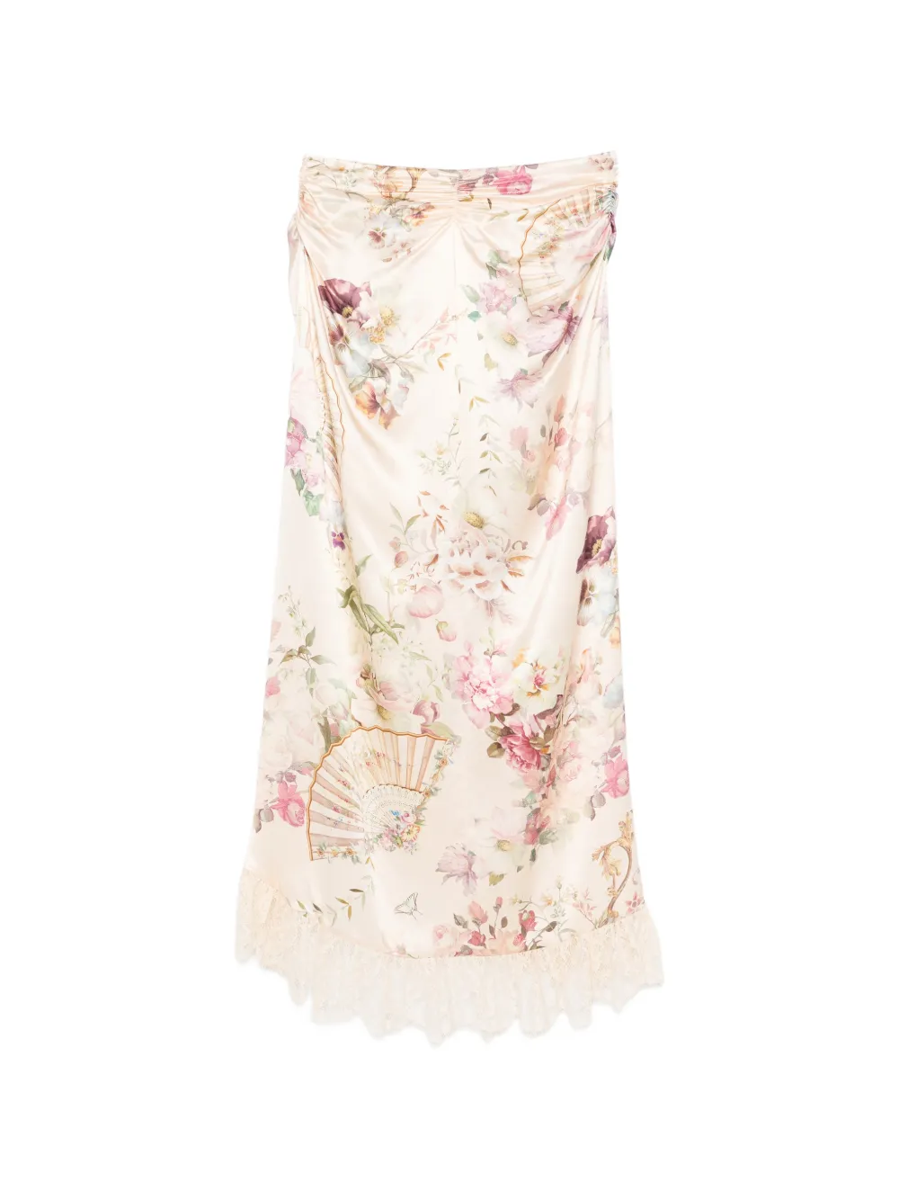 Camilla Rok met bloemenkant Beige