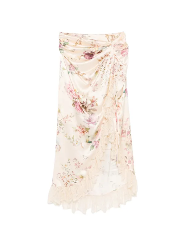 Camilla Lace Floral Skirt in Neutrals