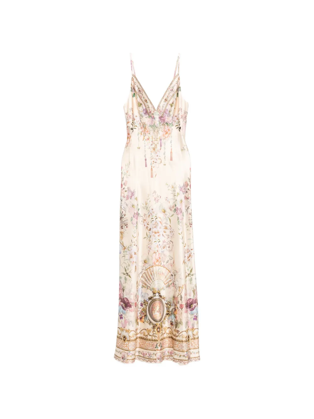 Camilla Adorned In Aranjuez floral-print crystal-embellished maxi dress - Toni neutri