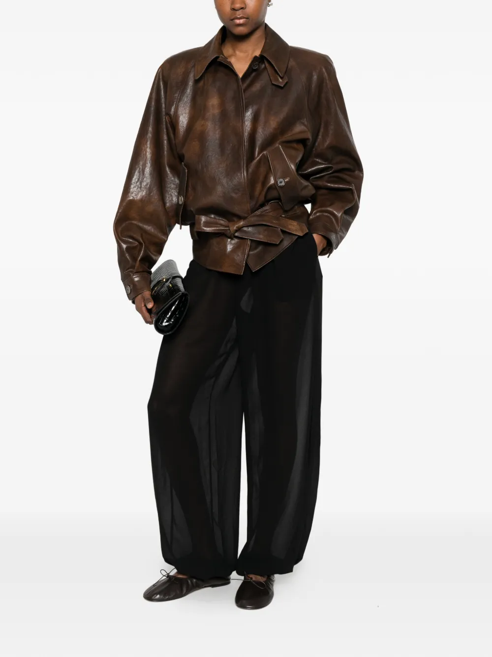 The Frankie Shop Orissa doorzichtige broek met ballonpijpen Zwart