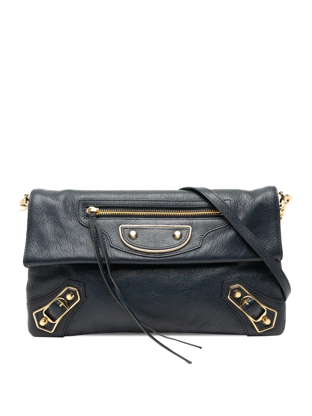 Balenciaga Pre-Owned 2017 Chevre Motocross Classic Metallic Edge Envelope Clutch with Strap crossbody bag - Blu