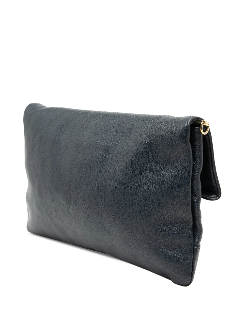  Balenciaga Pre-owned 2017 Chevre Motocross Classic Metallic Edge Envelope Clutch With Strap Crossbody Bag - Blue 