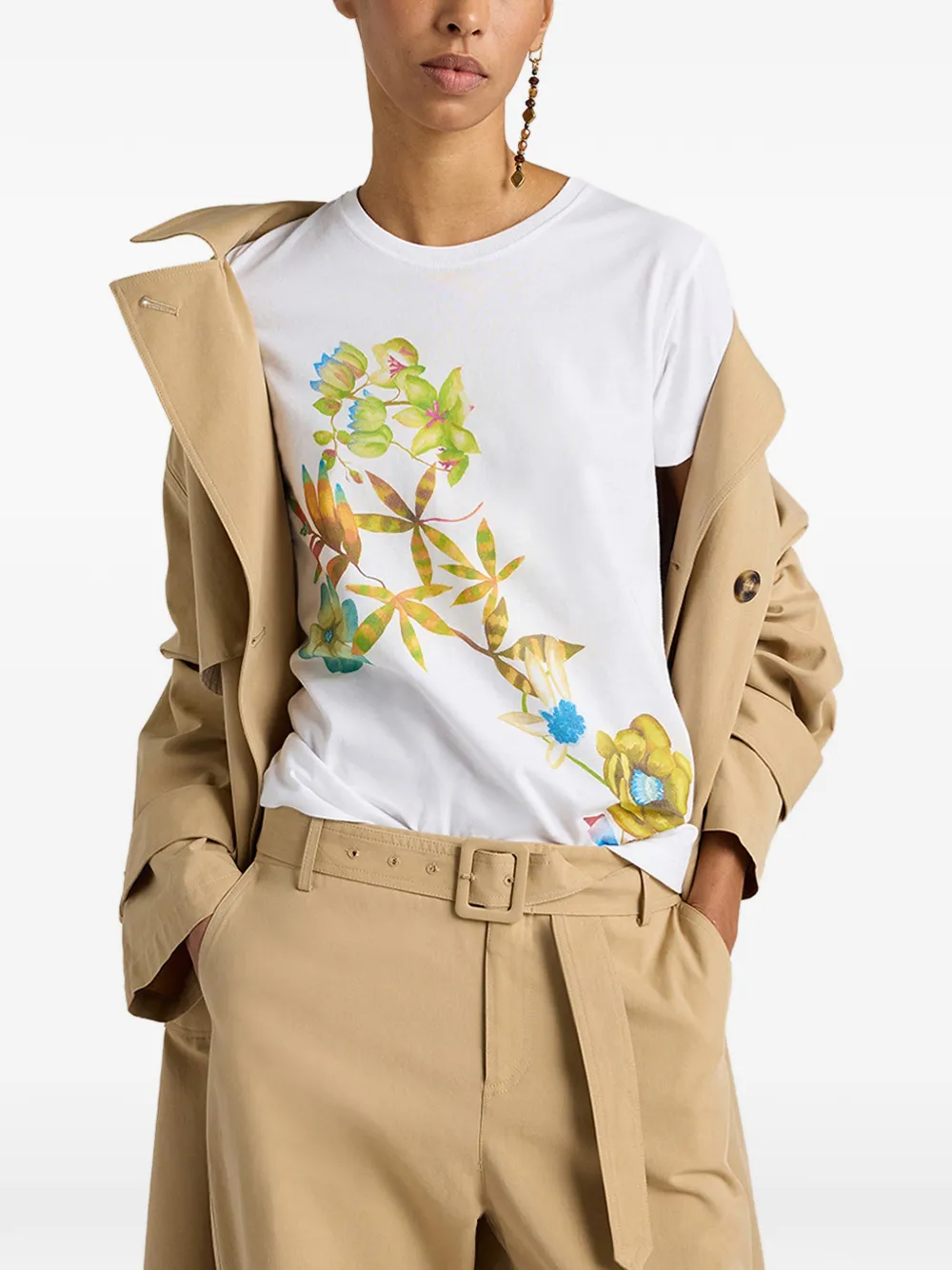MOMONÌ Querencia T-shirt met bloemenprint Wit