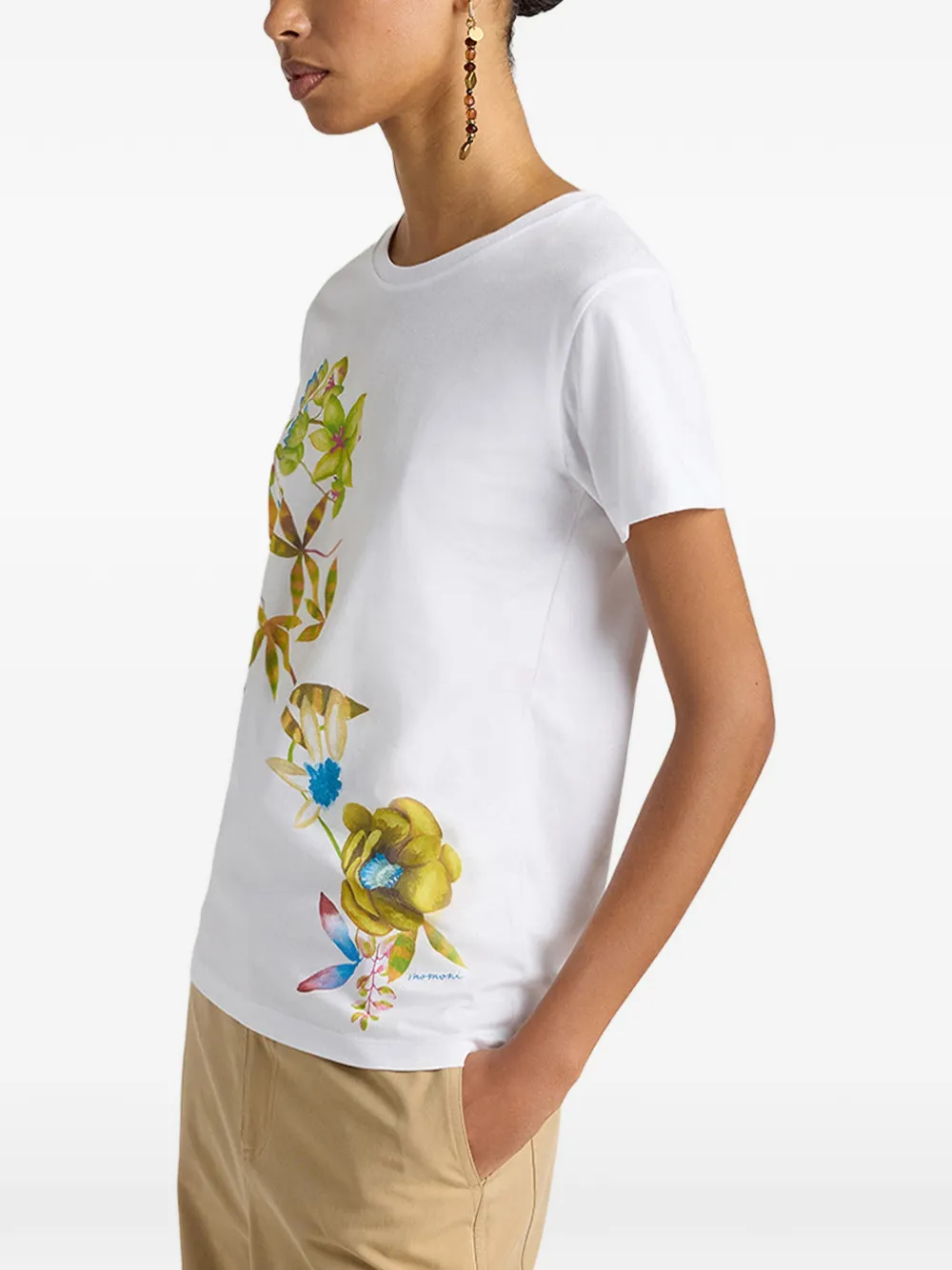 MOMONÌ Querencia T-shirt met bloemenprint Wit