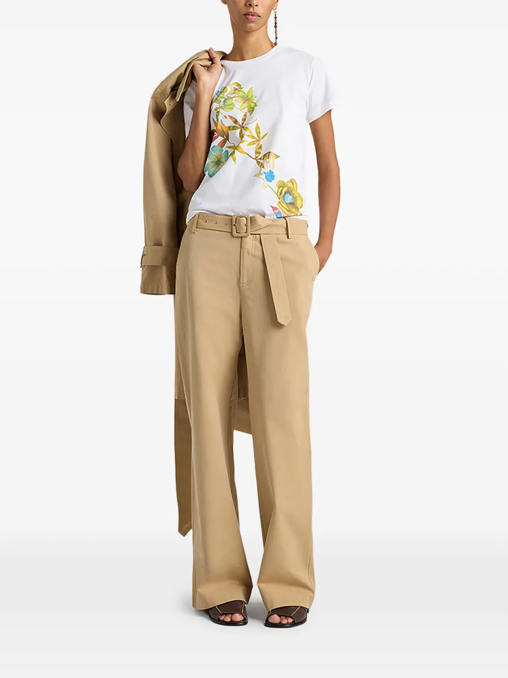 MOMONÌ Querencia T-shirt met bloemenprint Wit