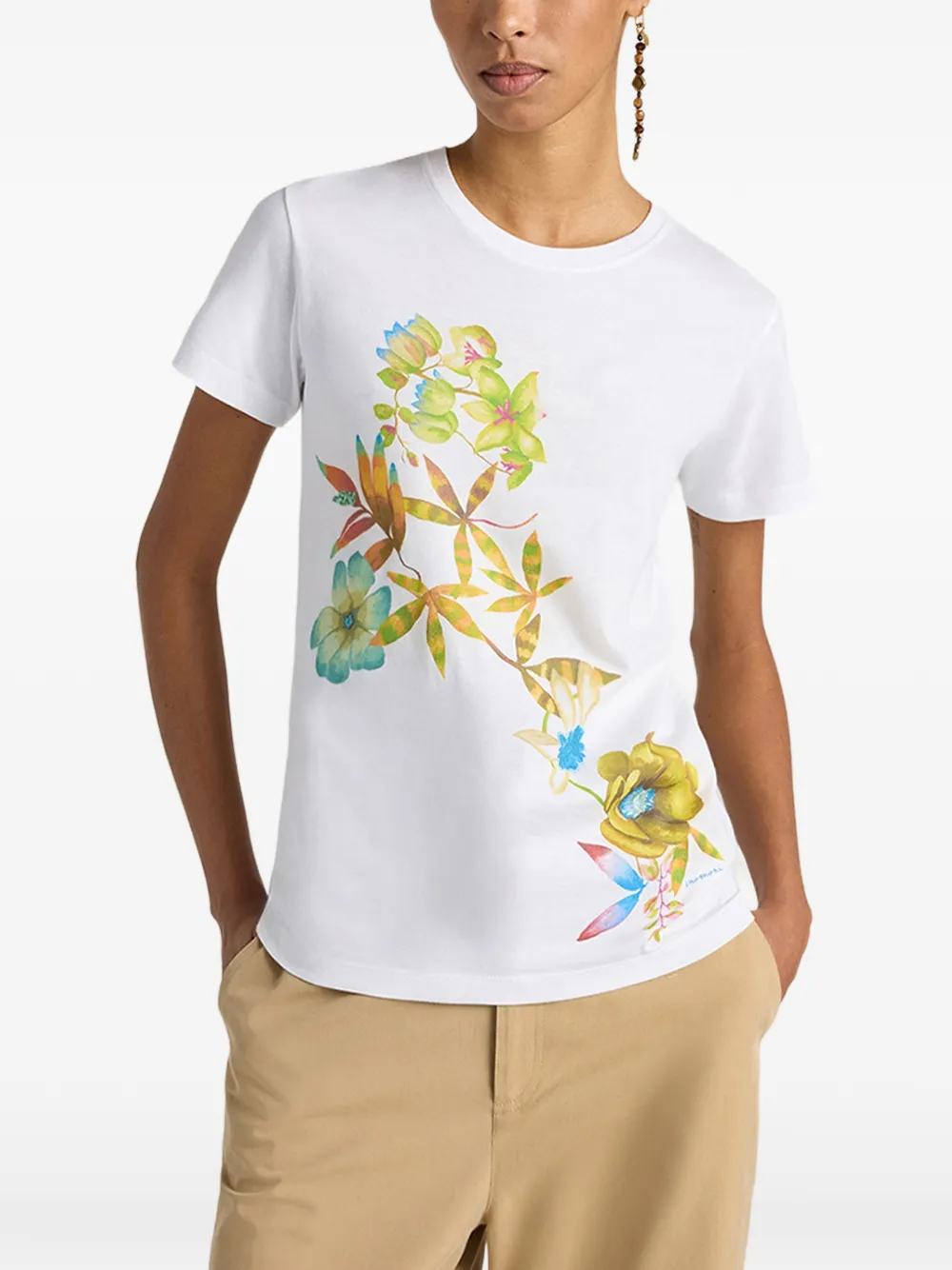 MOMONÌ Querencia T-shirt met bloemenprint Wit