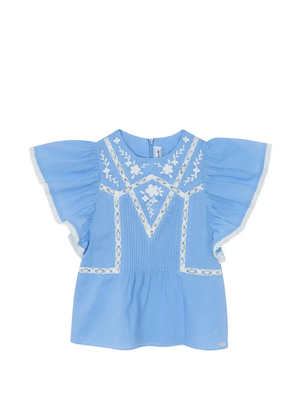 Tartine Et Chocolat embroidery ruffle shirt - Blu