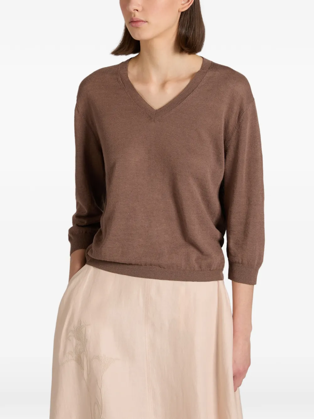  Slowear V-neck Regular-fit T-shirt - Brown 