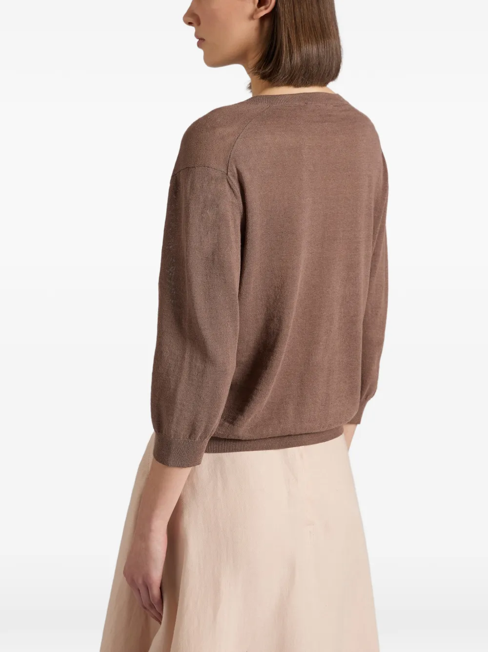 slowear Regular-fit T-shirt met V-hals Bruin