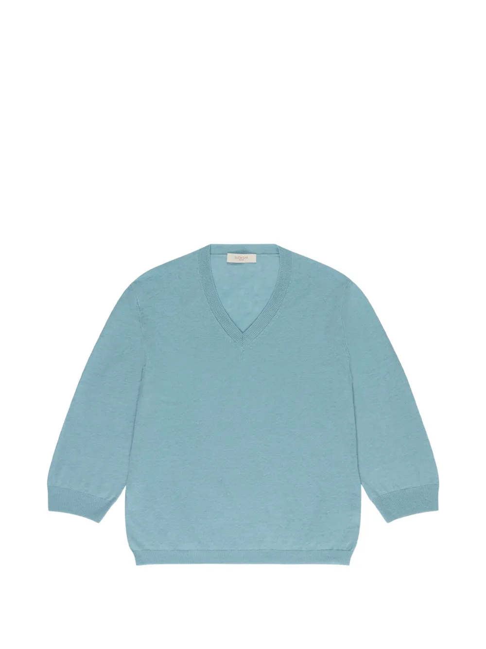 slowear V-neck knitted T-shirt - Blau