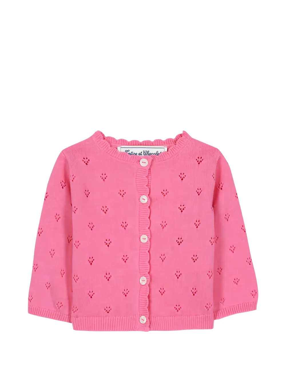 Tartine Et Chocolat scalloped pointelle cardigan - Rosa