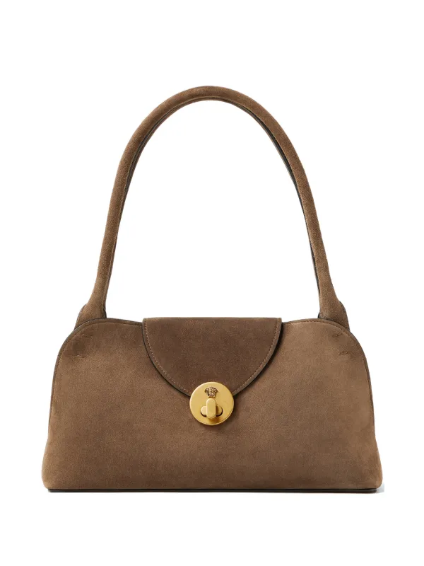 Versace Vivian Small Suede East/west Shoulder Bag in Brown
