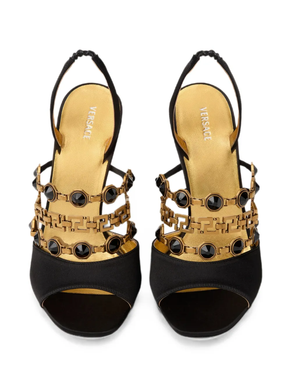 Versace Gemma satin sandals 90 mm Zwart