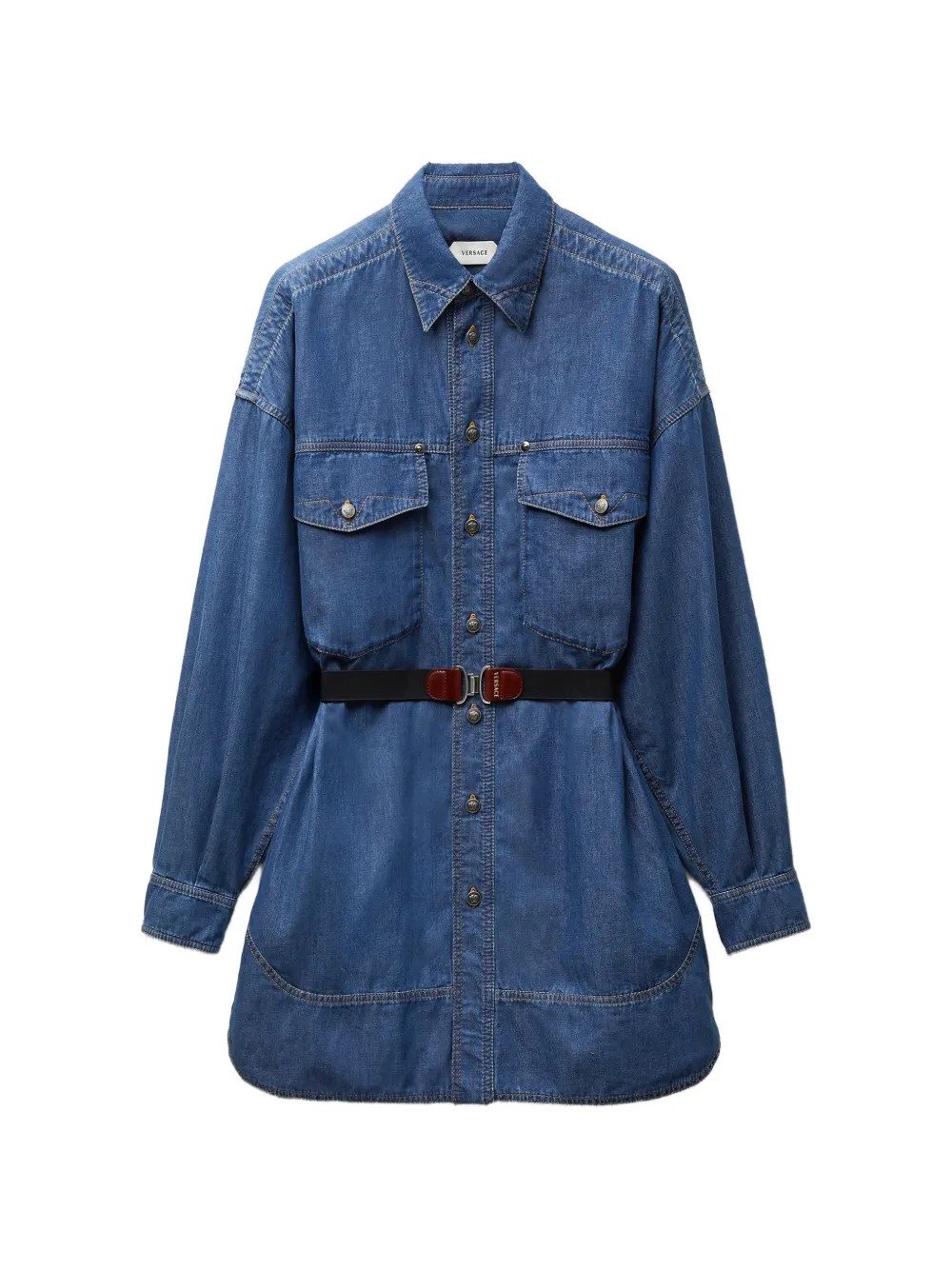 Versace Chambray Denim Minikleid - Blau