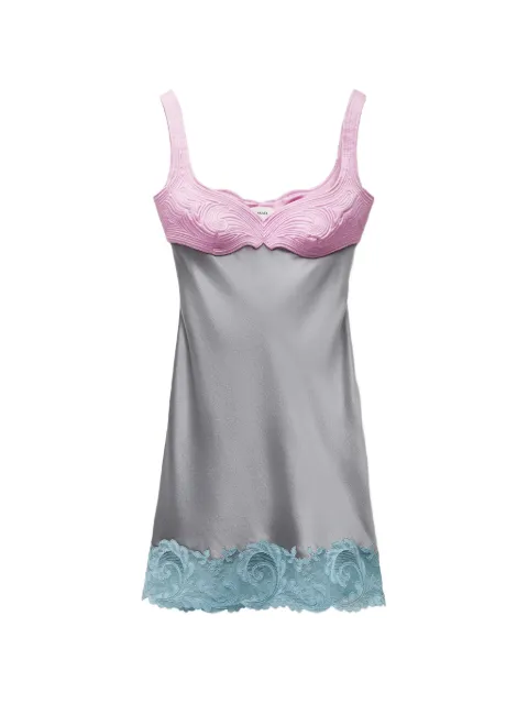 Versace lace-trim silk Cady satin mini dress