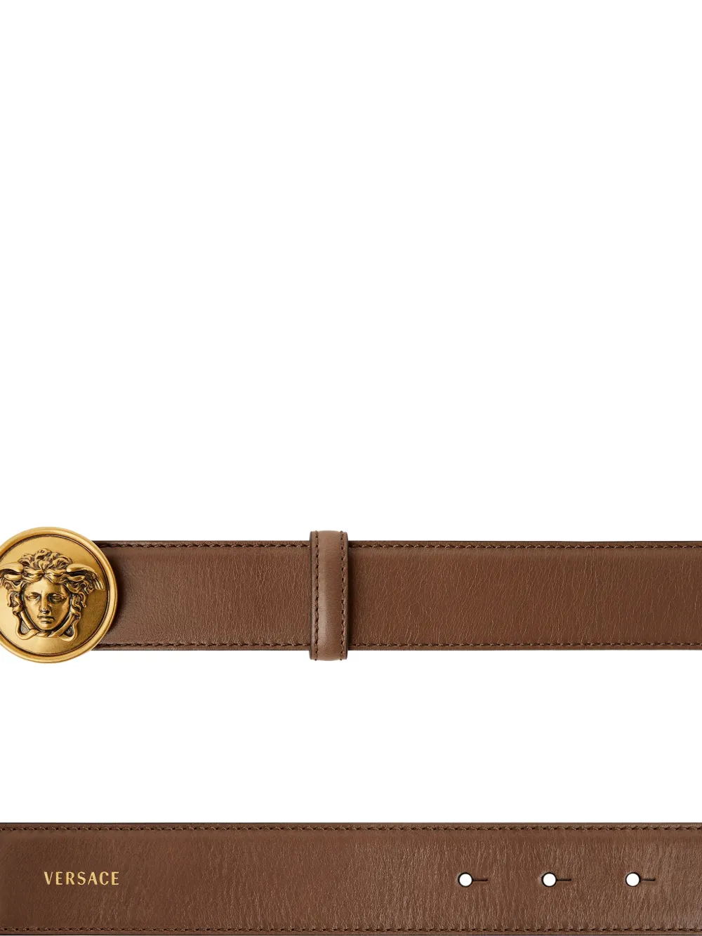 Versace Leren riem (3.5 cm) Bruin