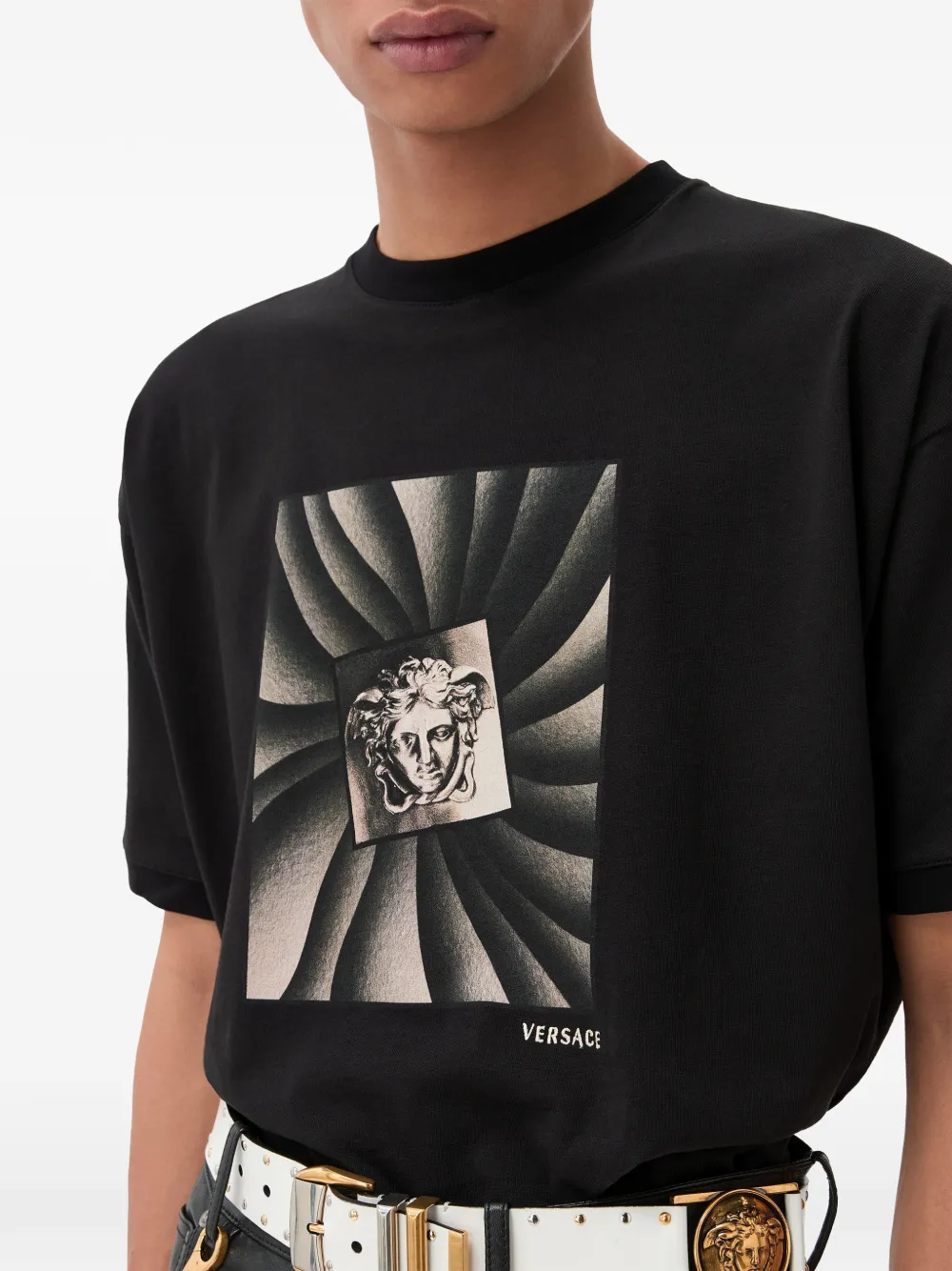 Versace Katoenen-jersey T-shirt met print Zwart