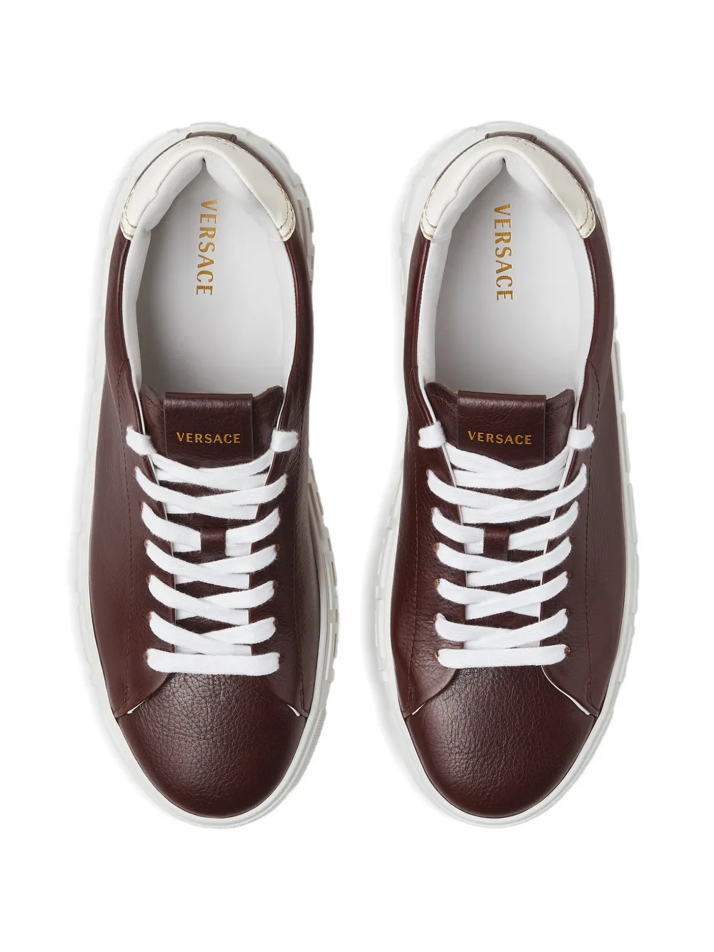 Versace Greca leren sneakers Bruin