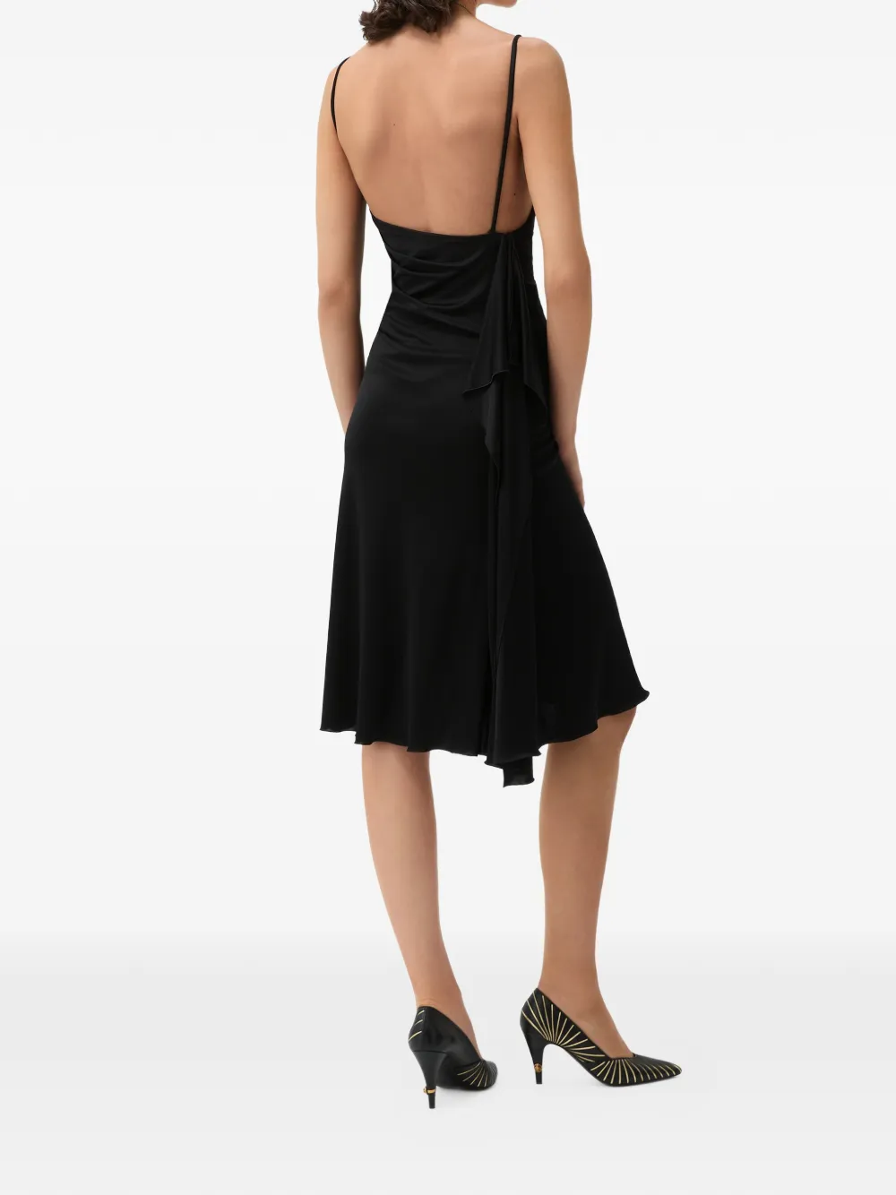 Versace Gedrapeerde midi-jurk Zwart