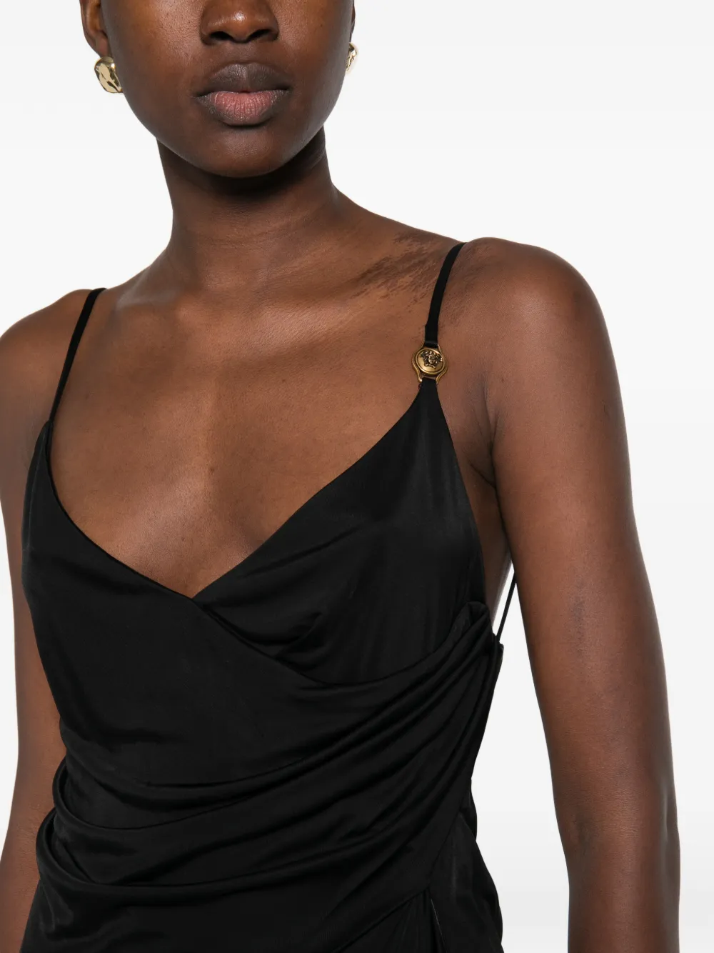 Versace Gedrapeerde midi-jurk Zwart