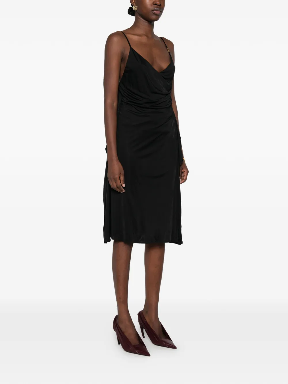 Versace Gedrapeerde midi-jurk Zwart