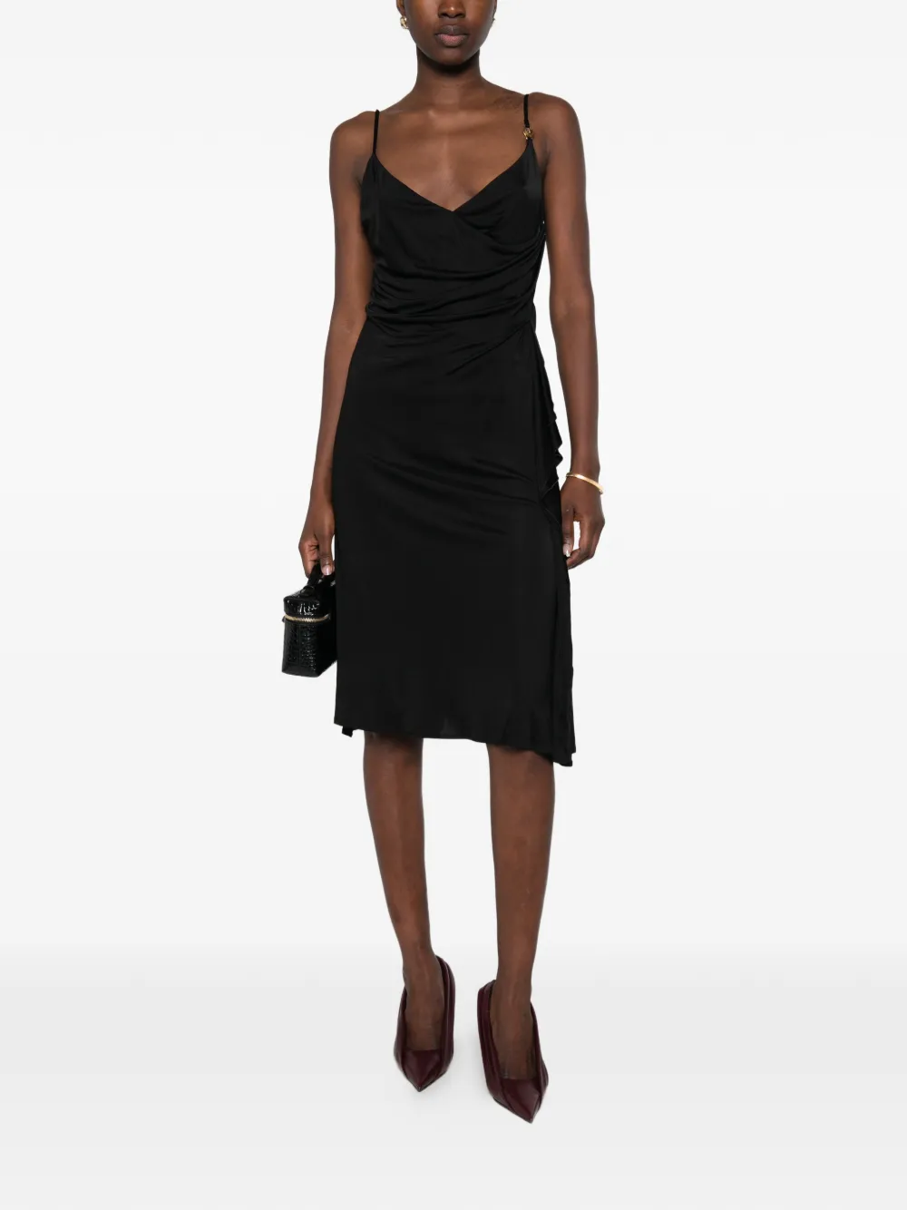 Versace Gedrapeerde midi-jurk Zwart