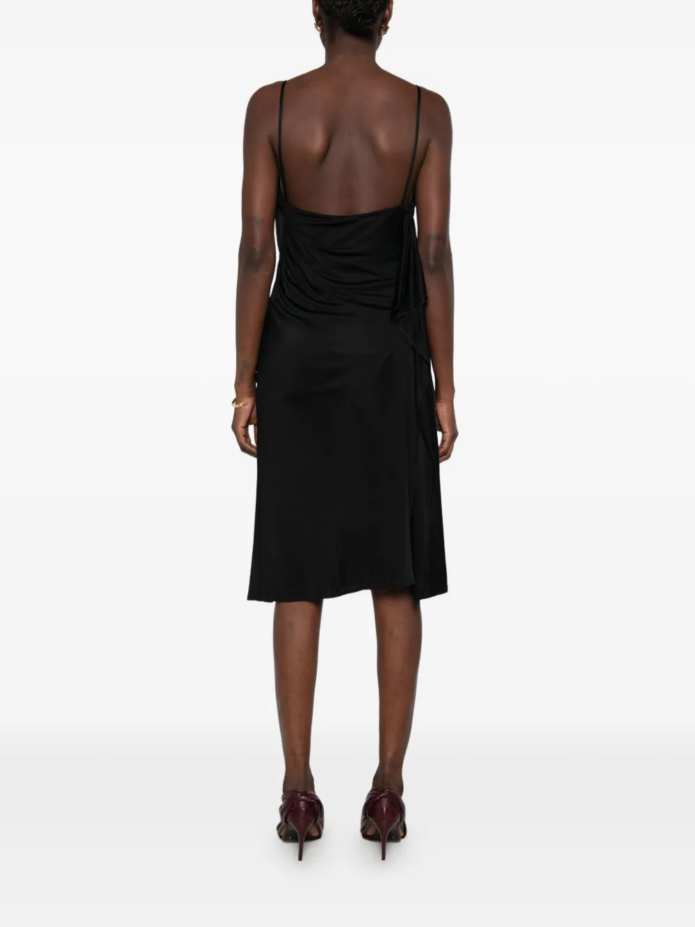 Versace Gedrapeerde midi-jurk Zwart