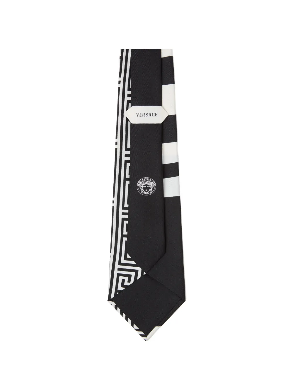 Versace Zijden twill riem met print Zwart
