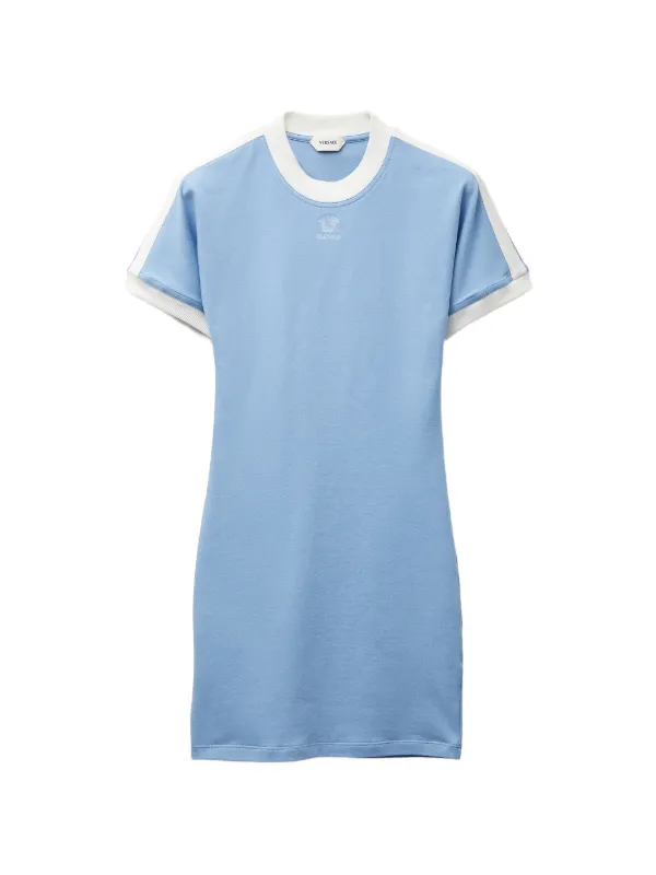 versace jersey dress Embroidered-Logo Stretch Cotton-Jersey Mini Dress, Female, Light Blue, 44 fnf-sale-dresses-jumpsuits