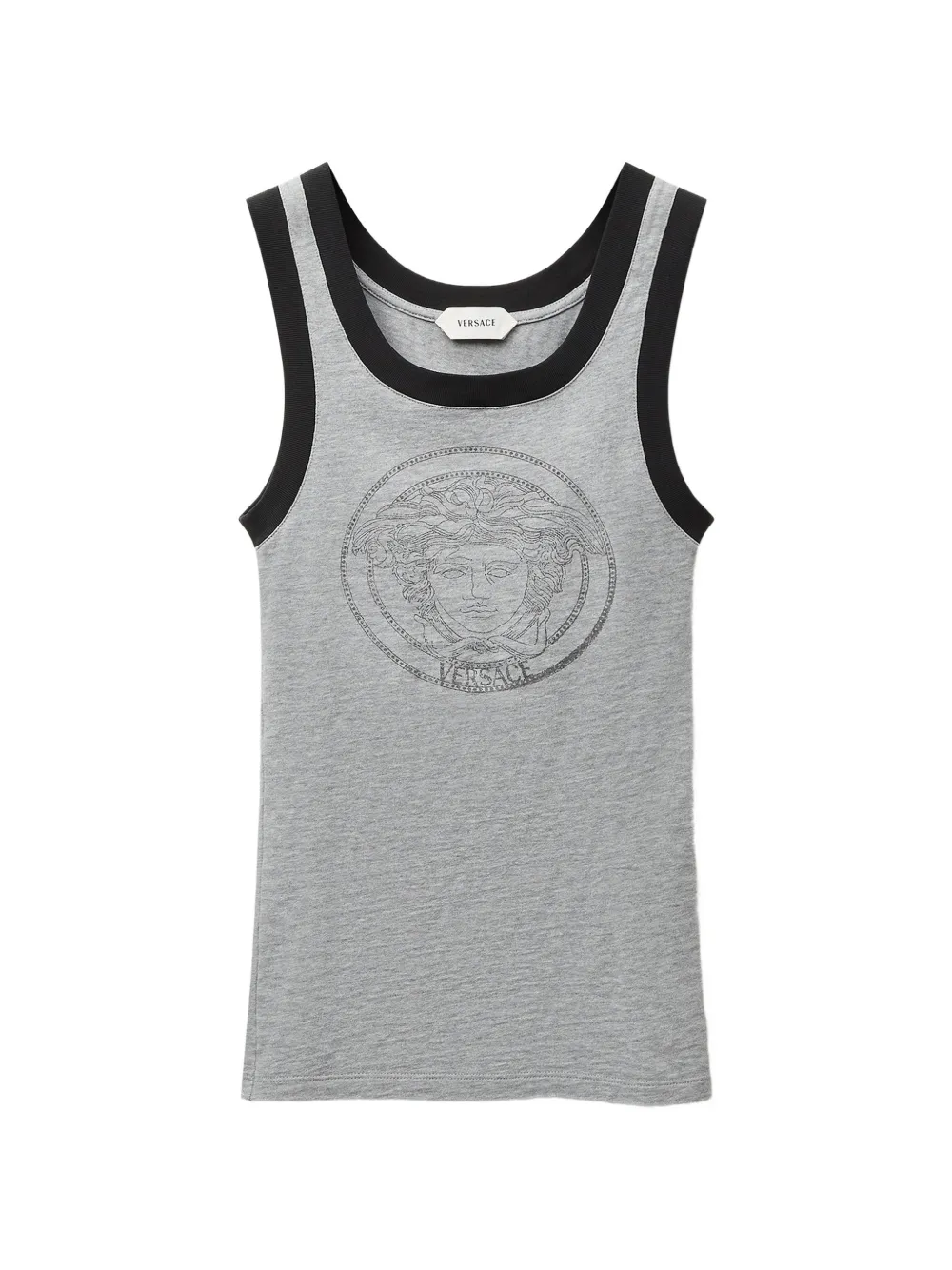 Versace Canotta in jersey di cotone con stampa - Grigio
