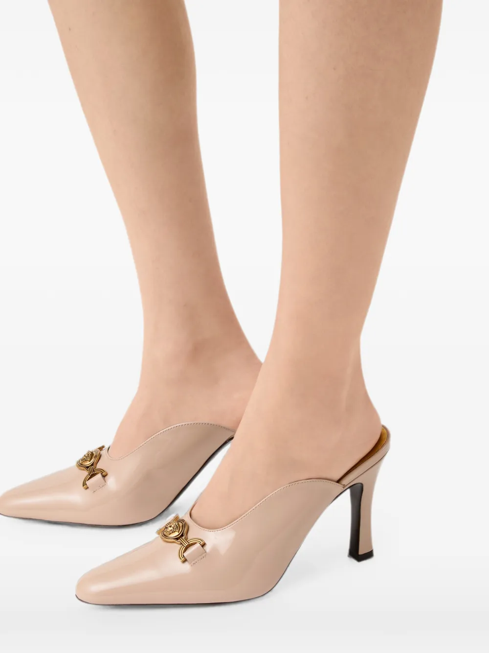 Versace Marisa patent mules 90 mm Beige