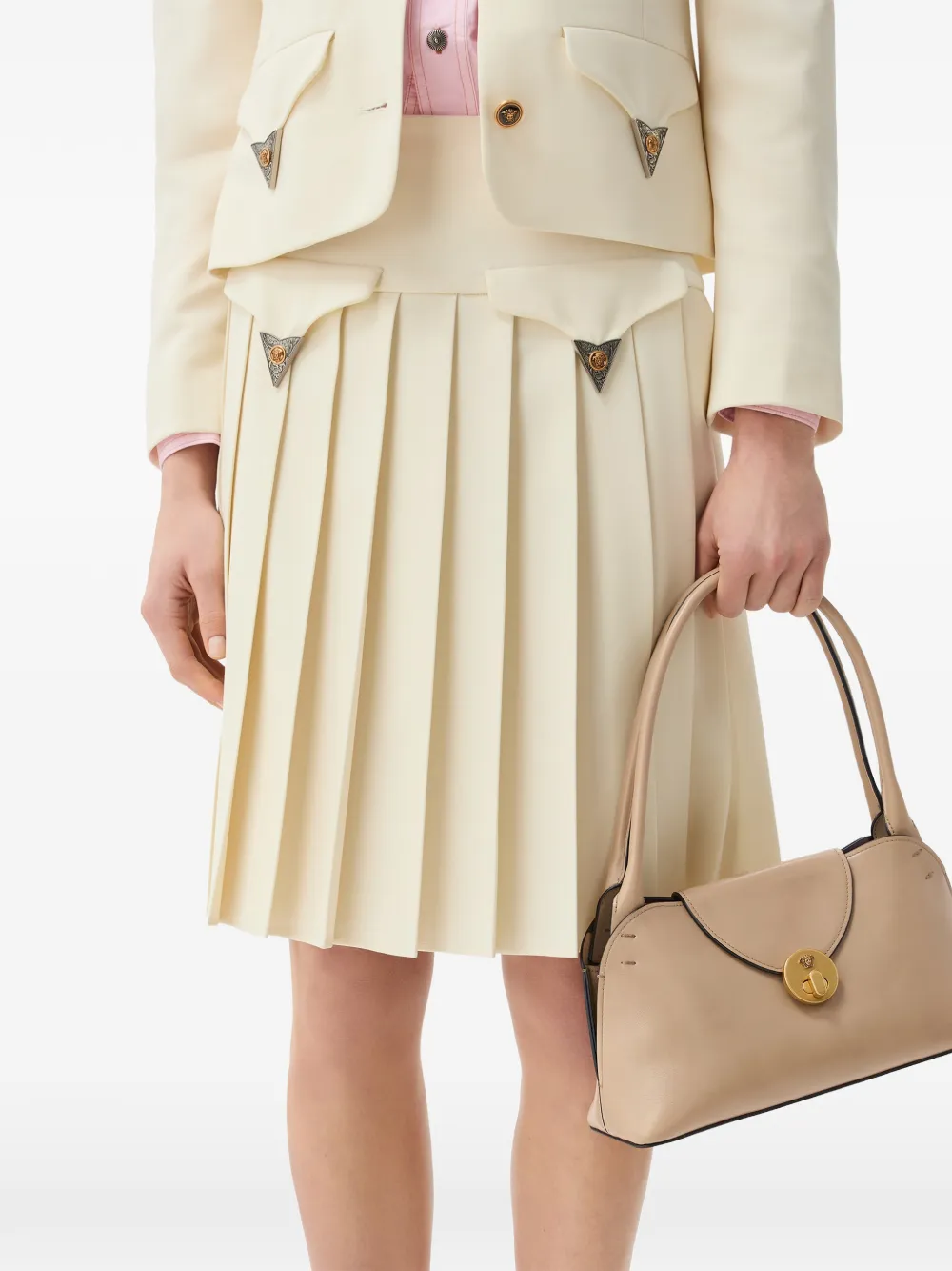 Versace Vivian leren kleine schoudertas Beige