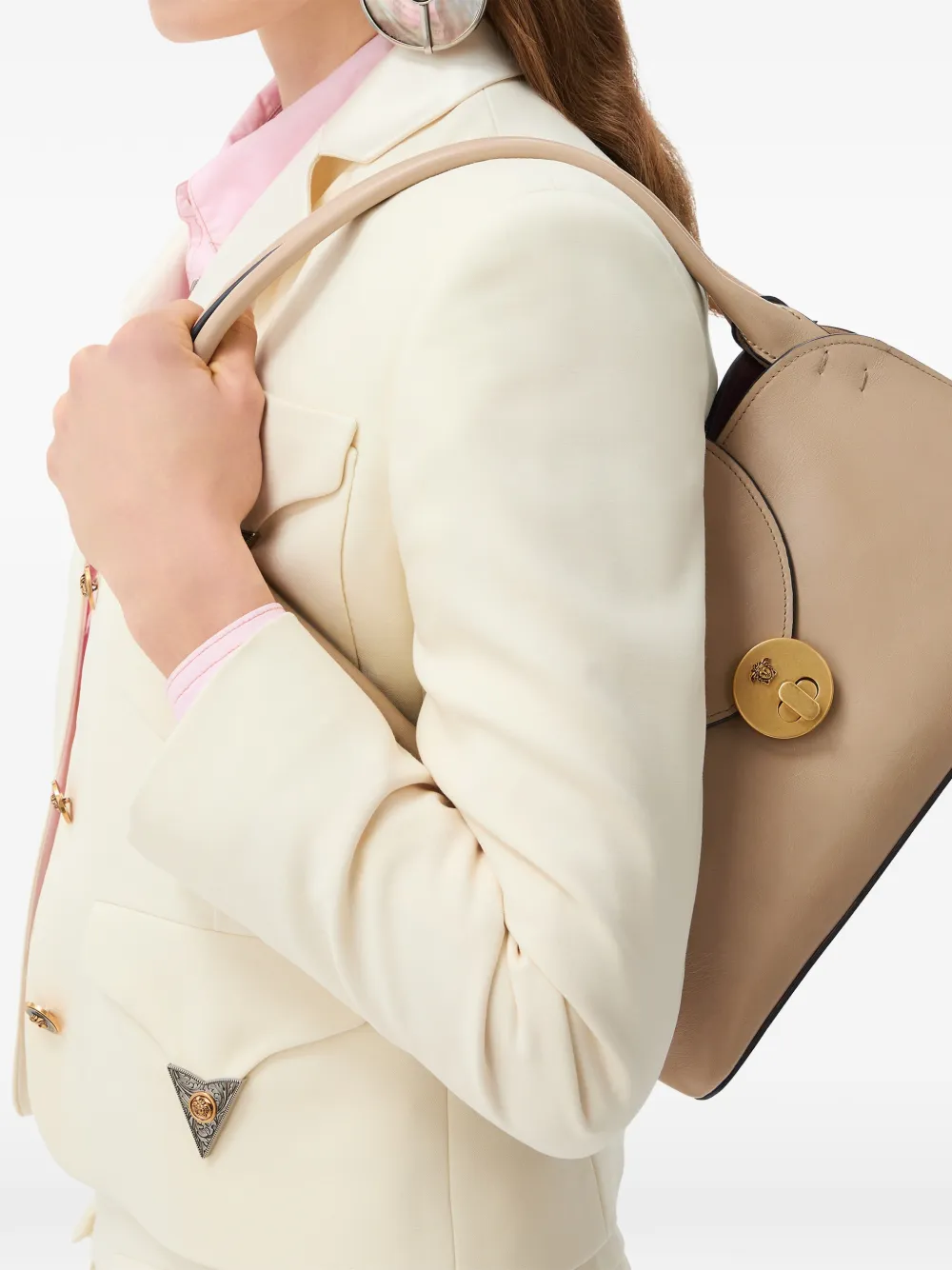 Versace Vivian leren kleine schoudertas Beige