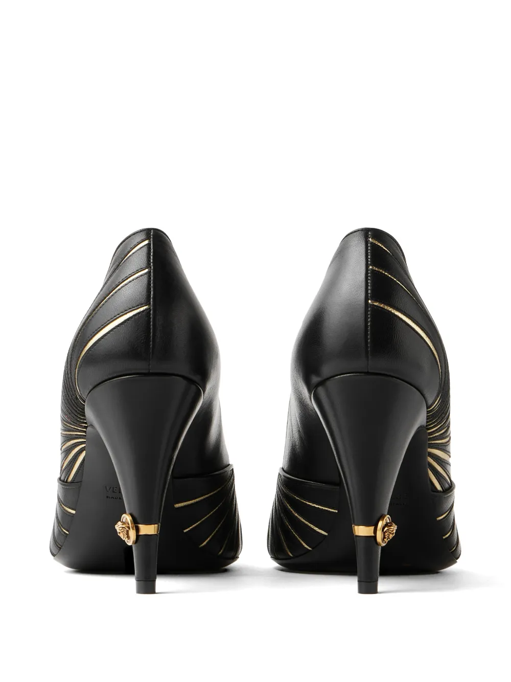 Versace Gianni nappa leren pumps 90 mm Zwart