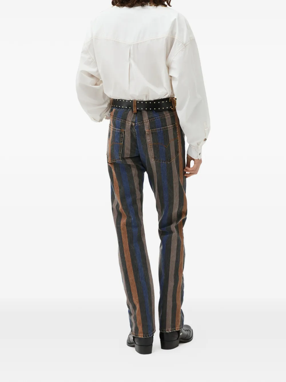Versace Gestreepte straight jeans Blauw