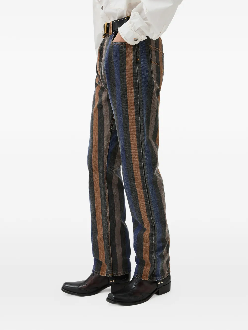 Versace Gestreepte straight jeans Blauw