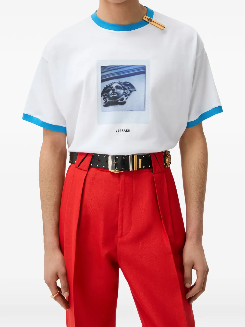 Versace Regular katoenen jersey T-shirt met print Wit